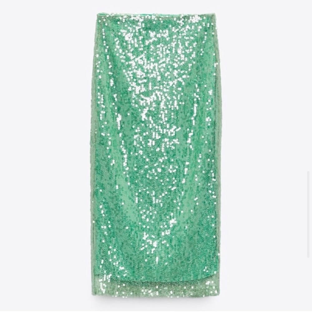 ZARA GREEN SEQUIN SKIRT